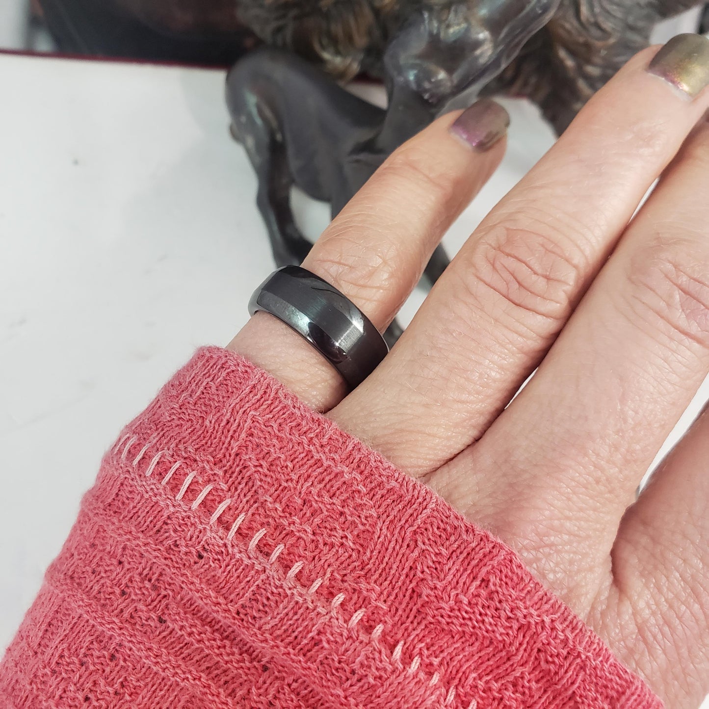 Black Ceramic 8mm Band - SIZE 6