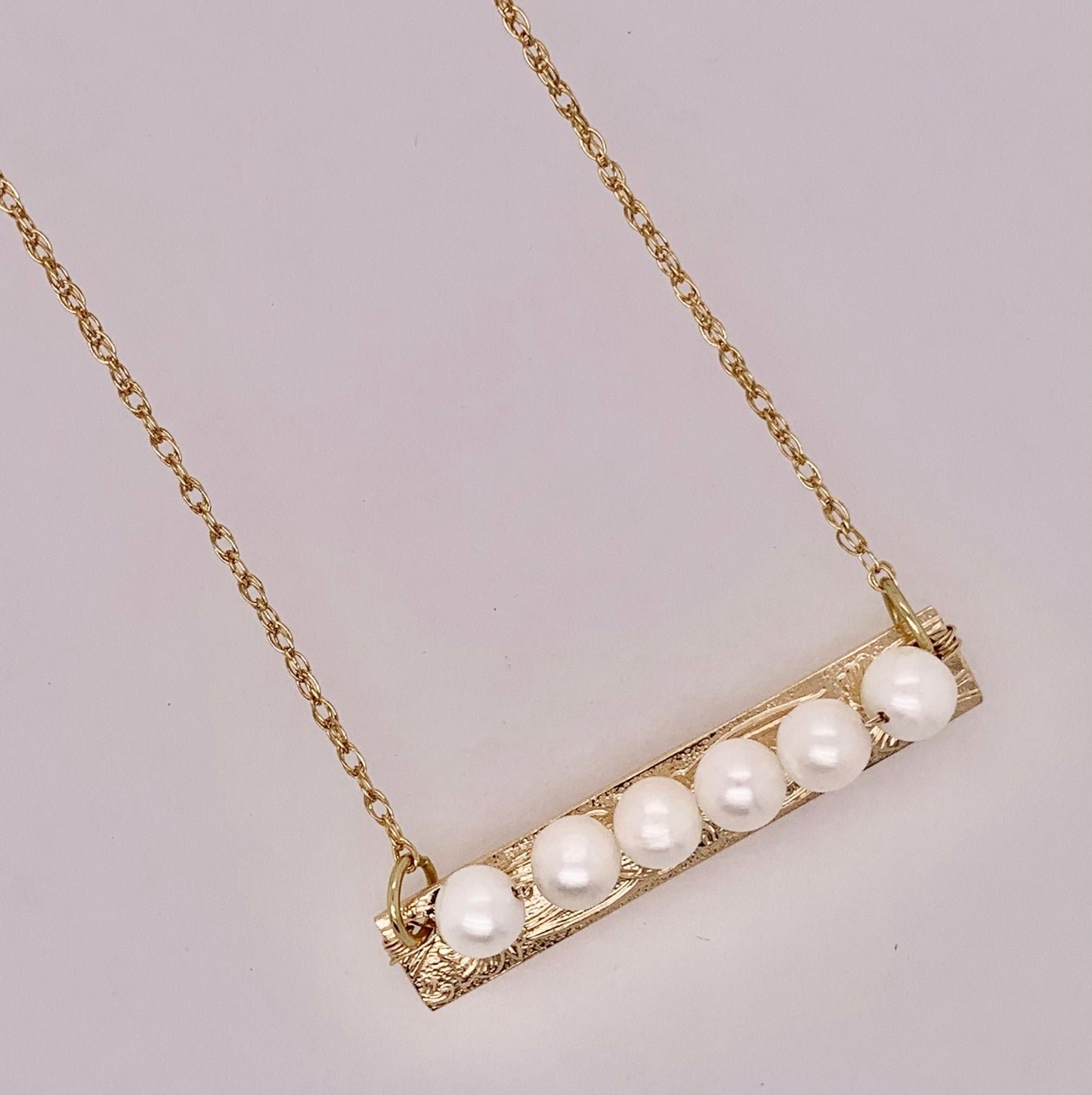 18¡± Gold Filled John Cauley Original Pearl Bar Design Necklace