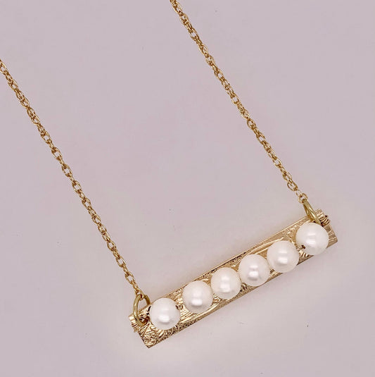 18¡± Gold Filled John Cauley Original Pearl Bar Design Necklace